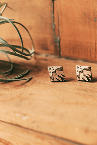 Diamond Mountain Scene Stud Earrings