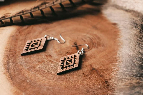 Southwest Engraved Boho Wood Earrings