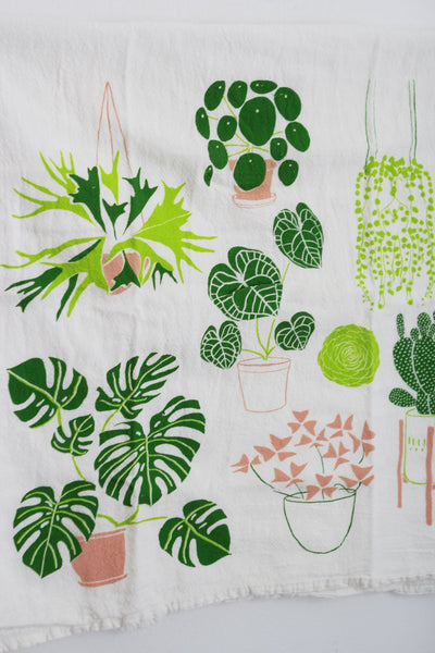 Plant Screenprinted Tea Towel Wall Hanging