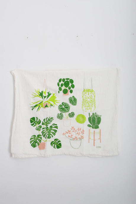 Plant Screenprinted Tea Towel Wall Hanging